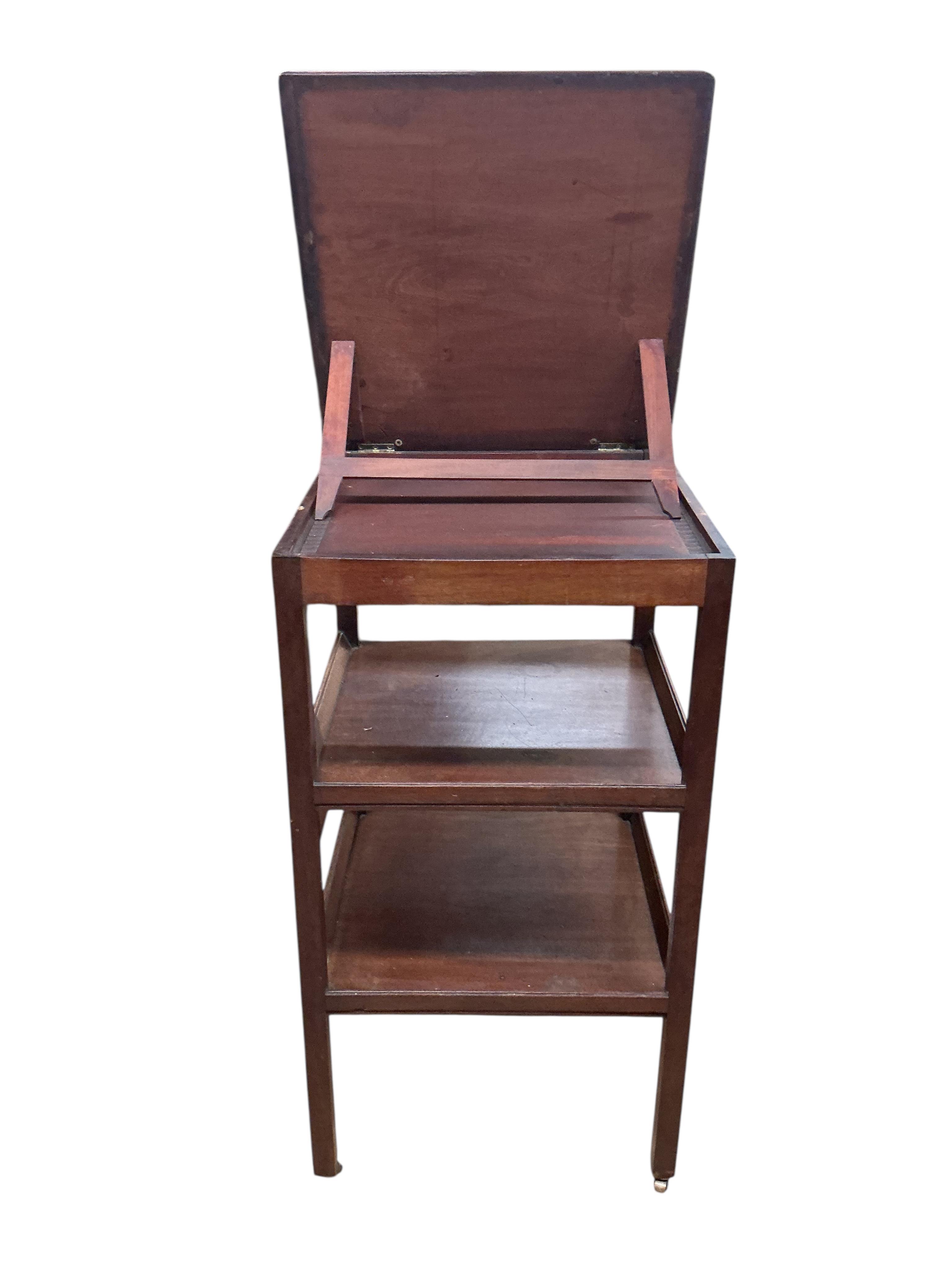 A George III whatnot with adjustable ratchet top, width 47cm, depth 47cm, height 85cm